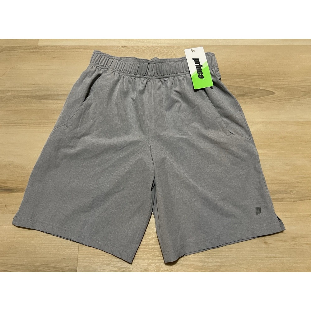 NWT PRINCE‎ Match 9" Woven Shorts 2.0 2-Way Stretch Heather Gray Men's SMALL